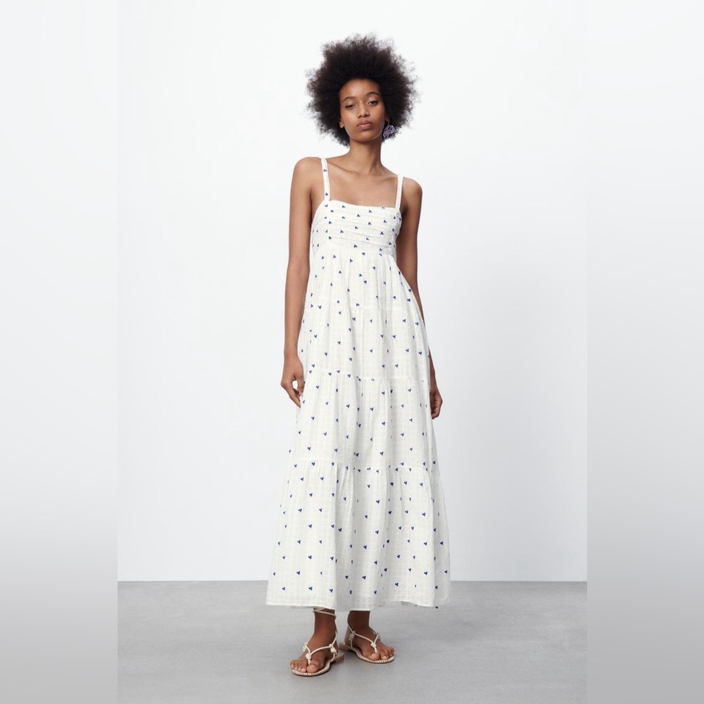 Zara Dress White Embroidered NWOT